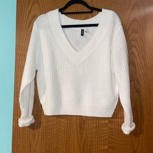 Cropped white sweater